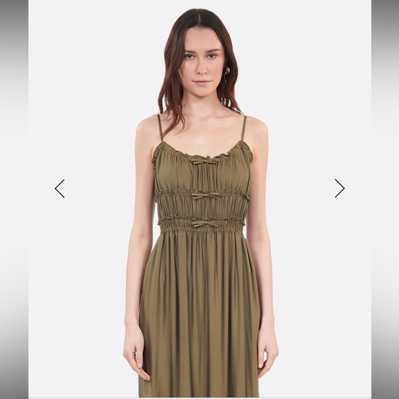 The Kooples Long Green Kaki Dress with Bows - Kooples size 0 - US XS - Picture 4 of 7